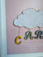 Personalised Baby Girl Cloud (Pink sky background)