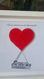 Housewarming gift with sketch graphic of new home