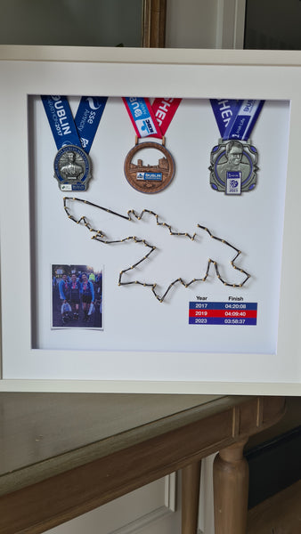 Framed Marathon Medal with String Route – All Strings Attached