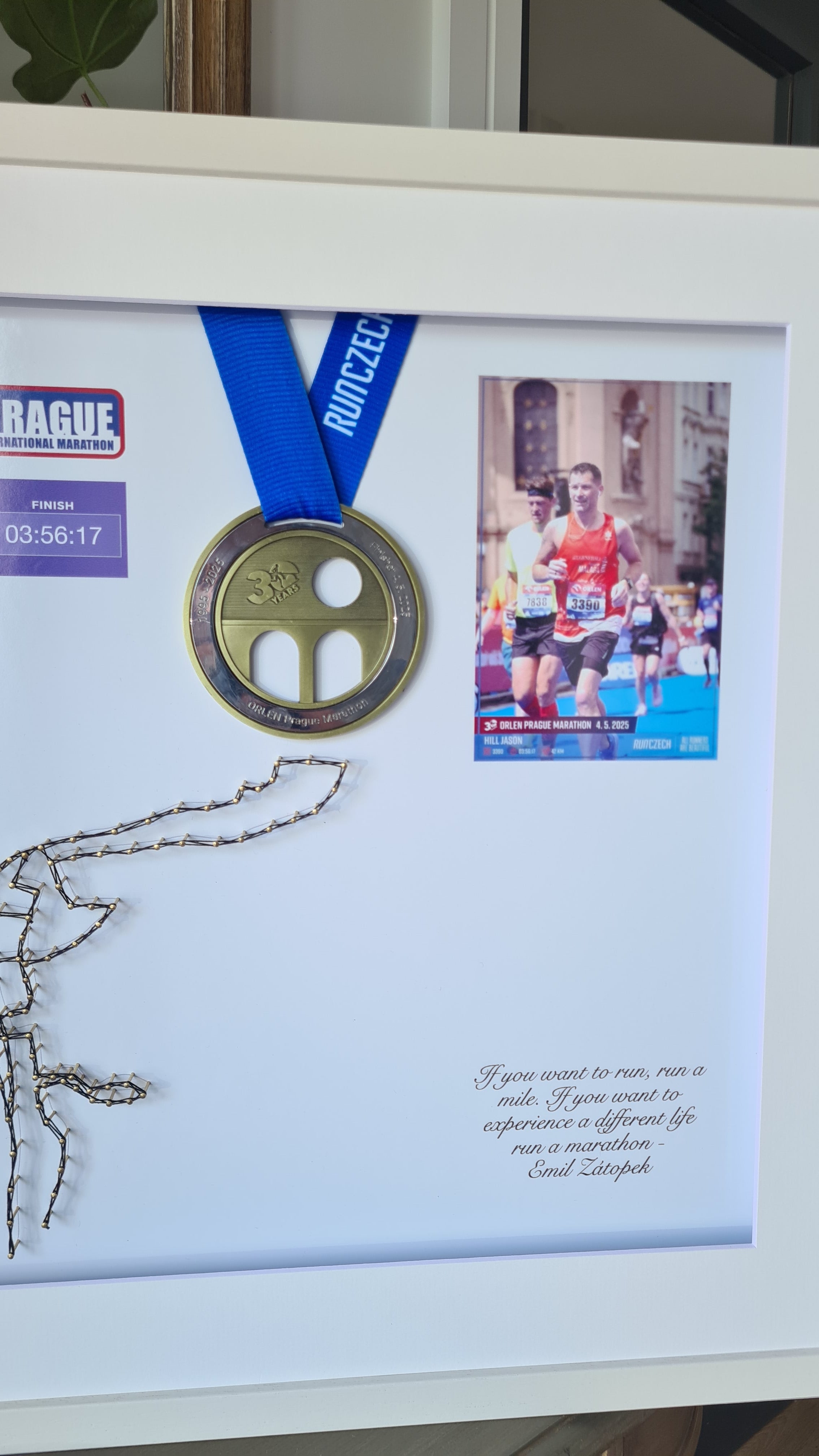 Framed Marathon Medal with String Route