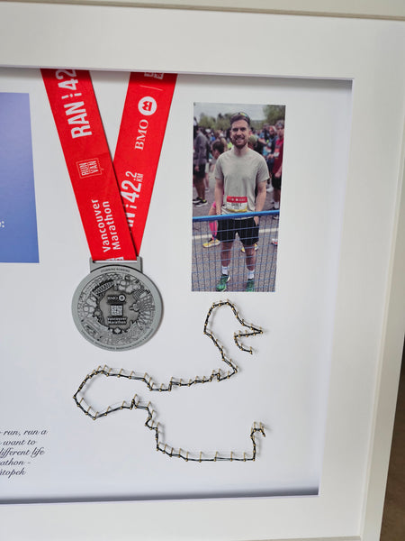 Framed Marathon Medal with String Route – All Strings Attached