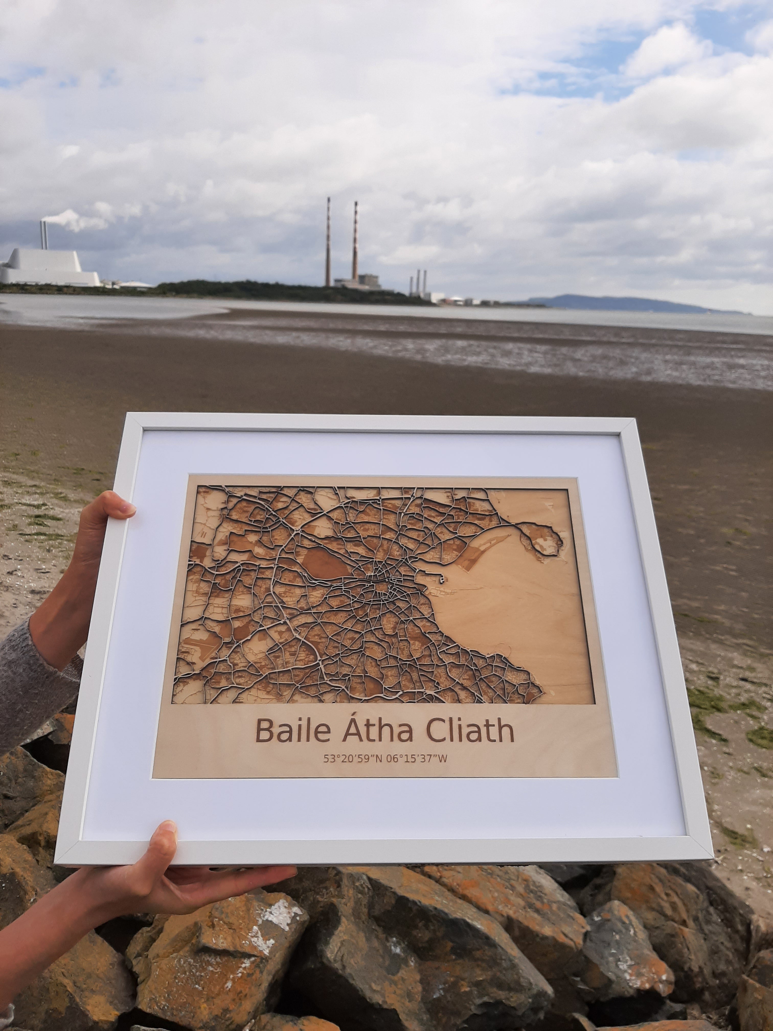 Laser cut map of Dublin City - Framed