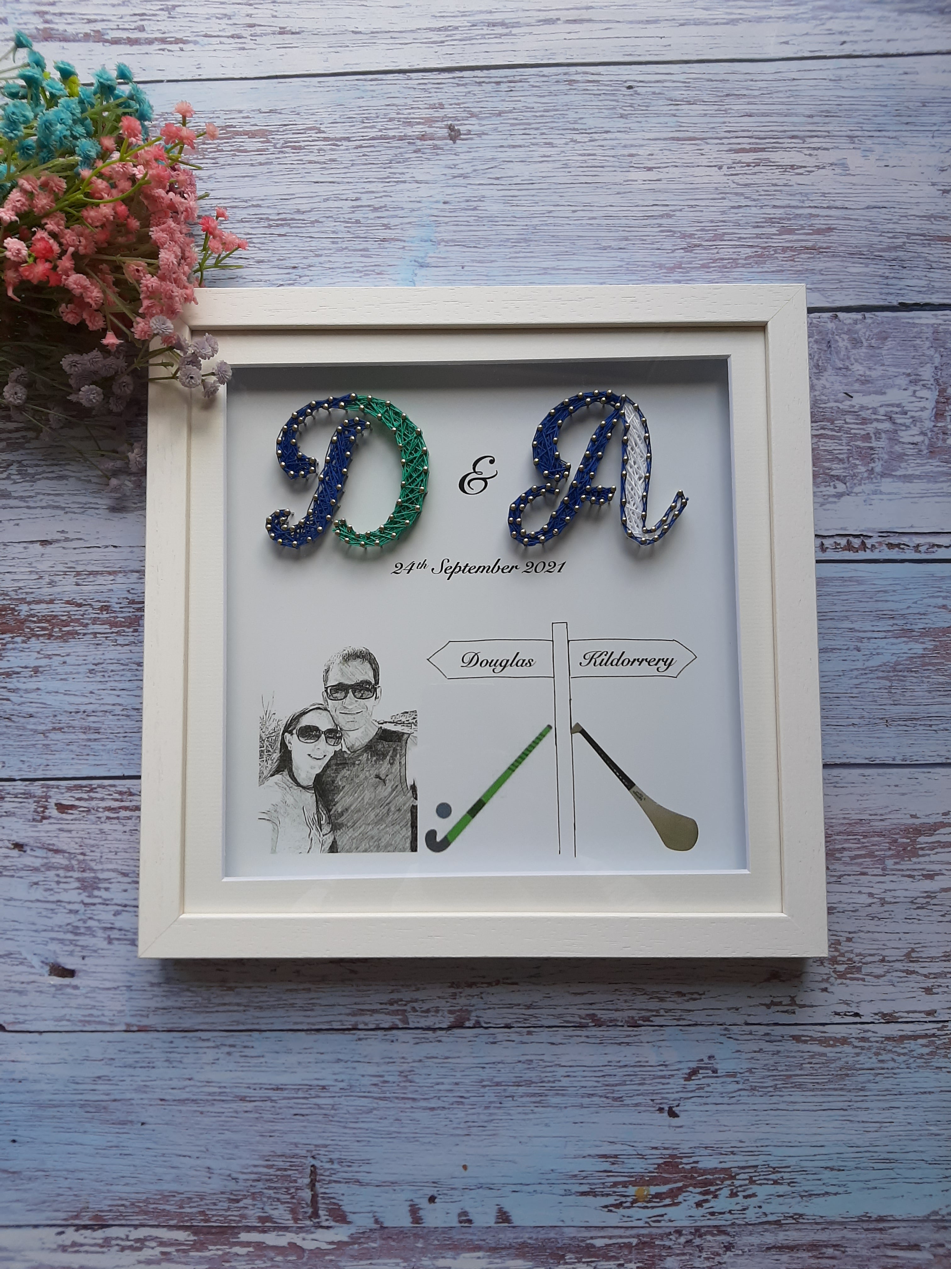 Wedding Day frame with Couple's initials