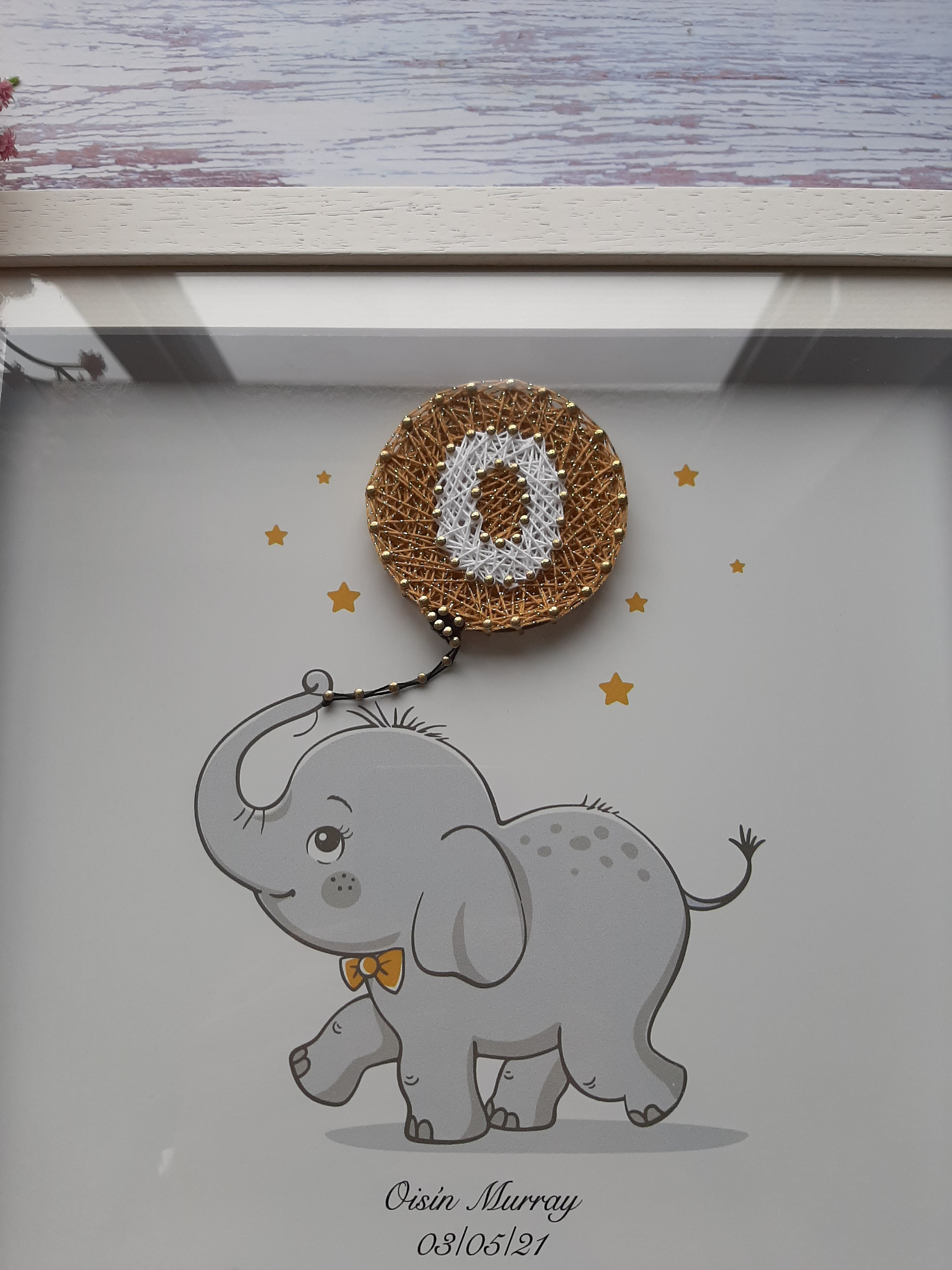 Baby Elephant with initial in Balloon