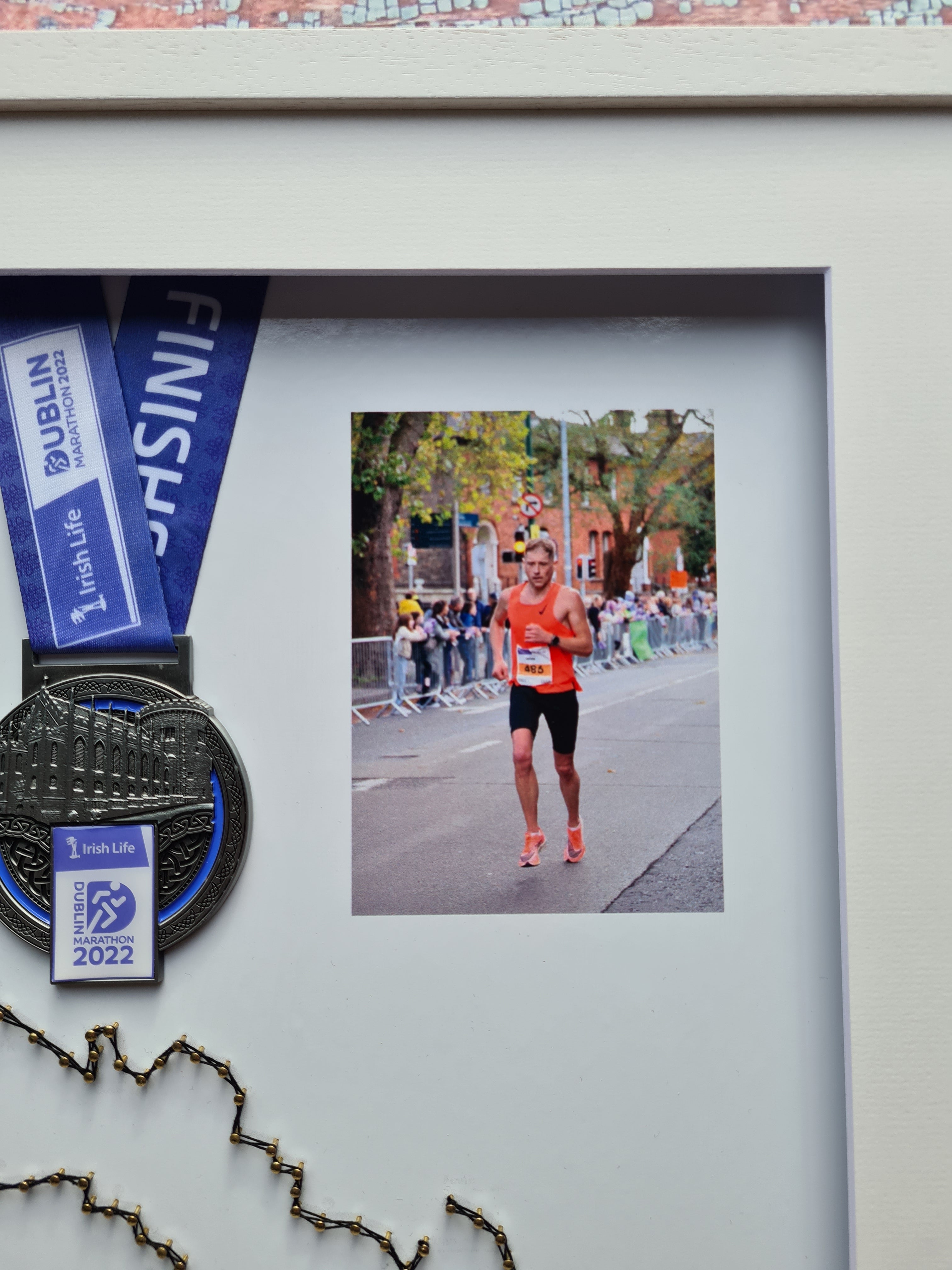 Framed Marathon Medal with String Route – All Strings Attached