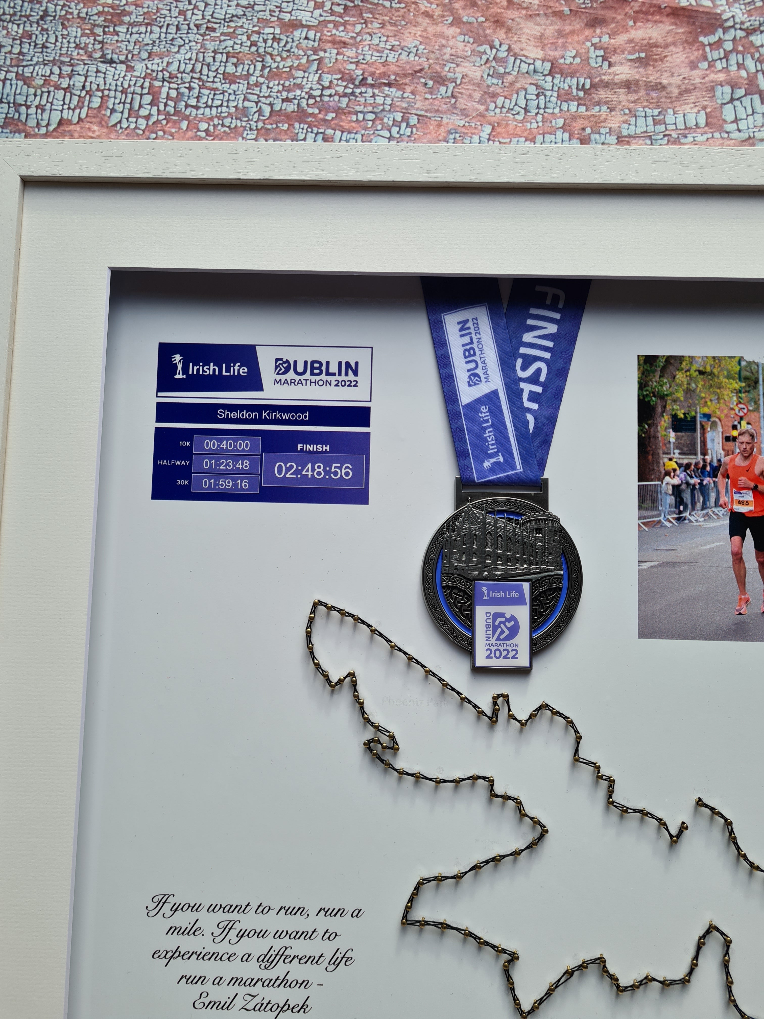 Framed Marathon Medal with String Route – All Strings Attached